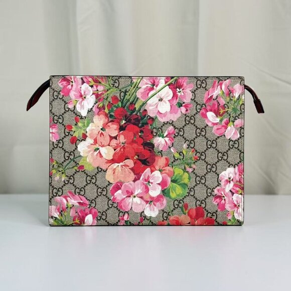 Gucci Toiletry Pouch Blooms Print GG Coated Canvas - Picture 1 of 8